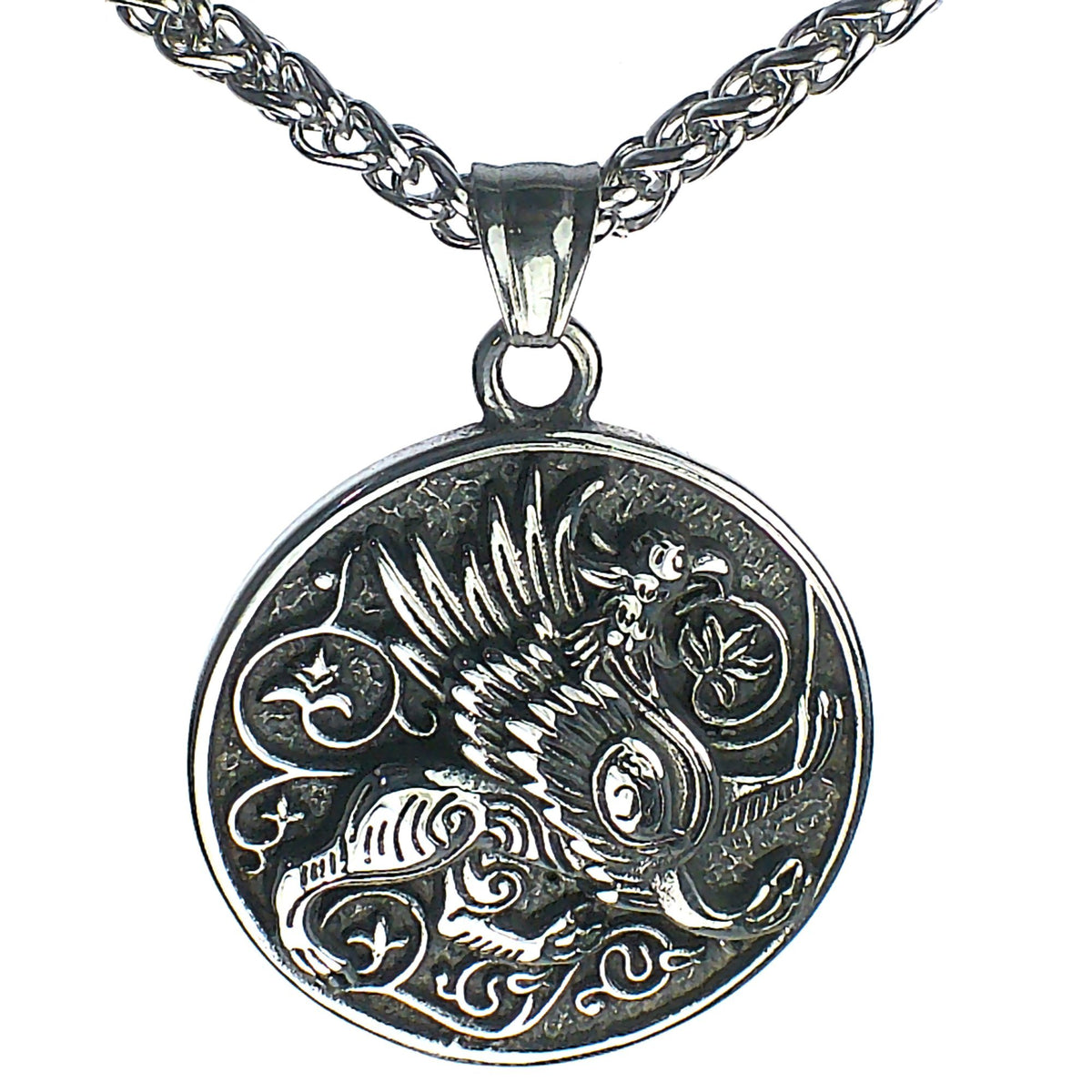 Gryphon Necklace Silver Surgical Stainless Steel Griffin Pendant