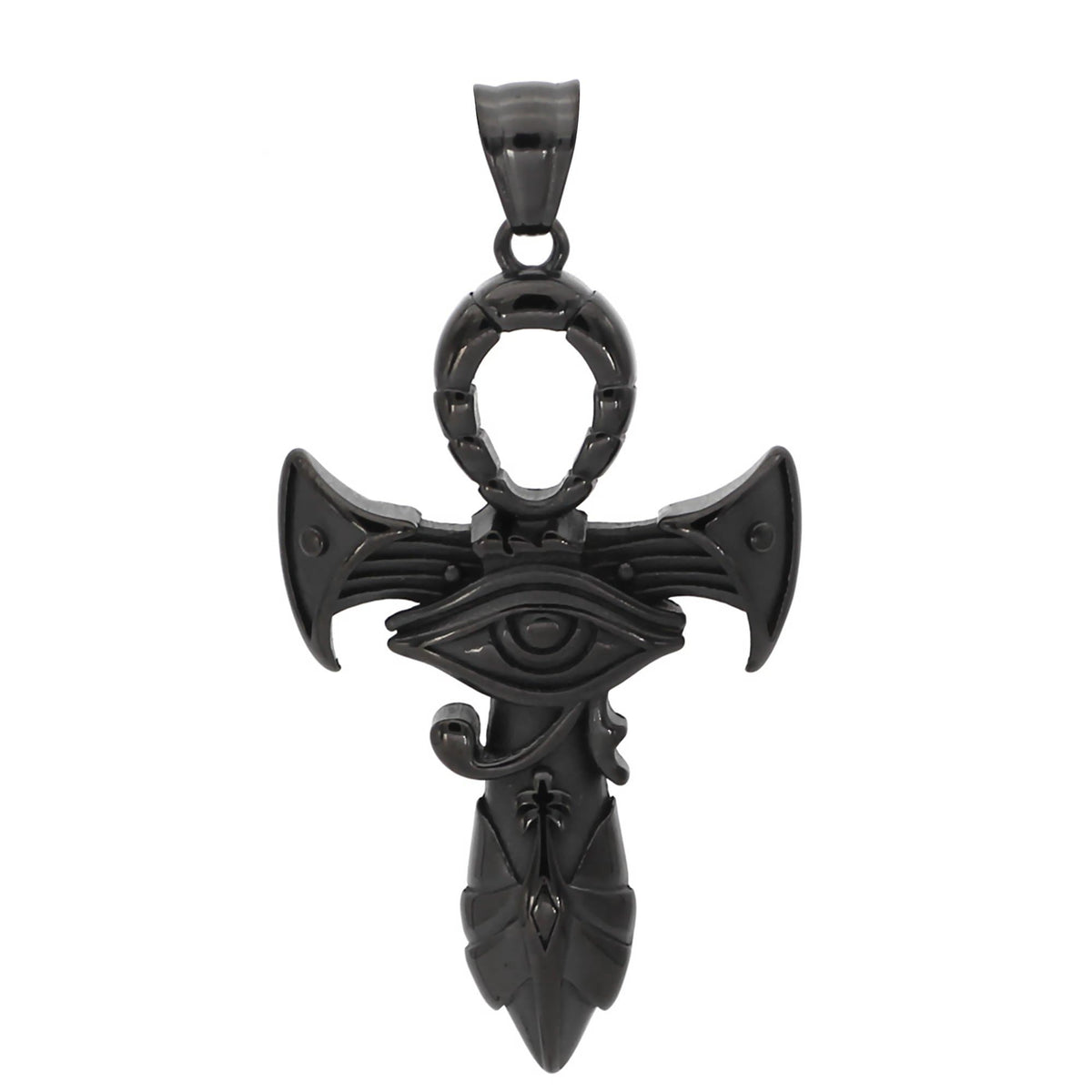 HOOUN Mens Egyptian Ankh Cross Kundalini Snake Pendant Punk Retro Necklace Chain 24 Gold