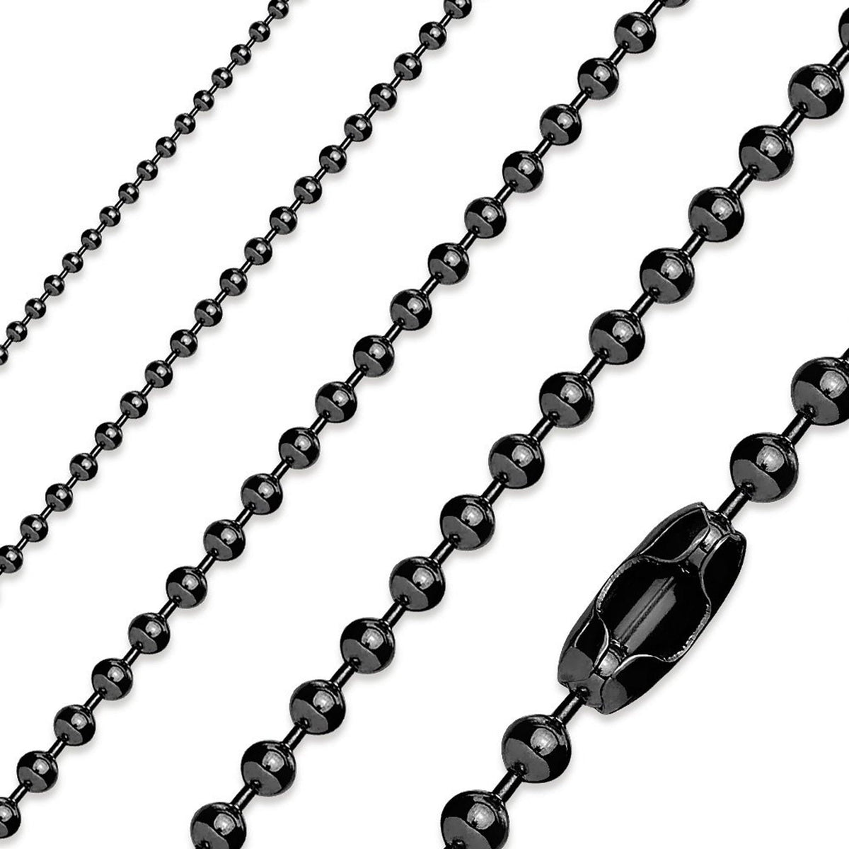 Black/Rose/Gold Ball Chain Stainless Steel Necklace 3mm 15-20 Inch
