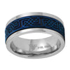 Blue Celtic Spinner Ring Mens Womens Stainless Steel Wedding Band Top View
