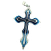 Blue Stainless Steel Men's Cross Pendant Necklace