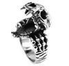 Cat Skull Ring Stainless Steel Cybergoth Saber Tooth Tiger Band Side View Mouth Open