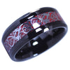 Celtic Knot Red Dragon Ring Black Tungsten Wedding Band 8mm