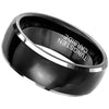 Classic Black Tungsten Ring Anniversary Wedding Band for Him Bottom View