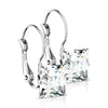 Clear Princess Cut Cubic Zirconia Earrings Stainless Steel Right View