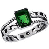 Women's Dark Green Emerald Cut CZ Stone Ring
