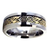 Gold Celtic Dragon Tungsten Ring | Black Carbon Fiber Wedding Band 1