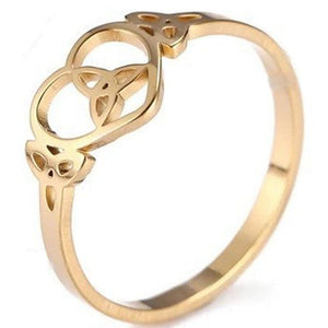 Gold Celtic Heart Ring Womens Stainless Steel Trinity Knot Band