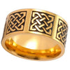 Gold Celtic Ring Stainless Steel Norse Knotwork Viking Wedding Band Top View