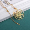 Gold Metatrons Cube Necklace Stainless Steel Sacred Geometry Pendant Green White
