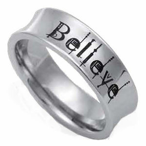 Inspirational Believe Ring Stainless Steel Gothic Bohemian Spiritual Band