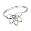 Lotus Flower Ring Womens 925 Sterling Silver Garden Water Lily Boho Band Bottom View