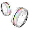 Matching Rainbow Stainless Steel Wedding Bands - 6mm, 8mm Wide Rings
