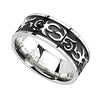 Black and Silver Stainless Steel Tribal Tattoo Men's Ring
