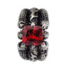 Men's Dragon Claw Stainless Steel Ring with Red Cubic Zirconia Stone