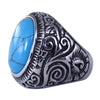 Men's Silver Turquoise Stainless Steel Ring w/Southwestern Relief