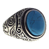 Men's  Southwestern Turquoise Stainless Steel Ring Front View