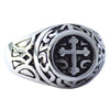 Silver Stainless Steel Medieval Cross Signet Ring