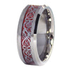 Nordic Viking Celtic Knot Tungsten Dragon Ring With Red Carbon Fiber 2