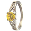 November Birthstone Celtic Knot Ring With Yellow CZ Stone