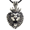 Royal Roaring Crowned Lion Stainless Steel Pendant Men's Necklace