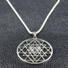 Sacred Geometry Necklace Silver Stainless Steel Sri Yantra Medallion Flat View
