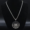 Sacred Geometry Necklace Silver Stainless Steel Sri Yantra Medallion