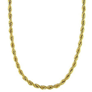 Stainless Steel Gold Rope Chain Necklace 3mm 16-24in