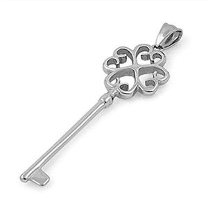 Steampunk Heart Skeleton Key Necklace Stainless Steel Pendant