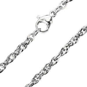 Twisted Cable Chain Necklace Silver Stainless Steel 1.5mm 18-inch