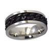 Two-Tone Black Chain Stainless Steel Spinner Ring