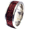Two-Tone Crimson Red Celtic Knot Stainless Steel Spinner Ring