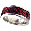 Crimson Red Celtic Knot Spinner Stainless Steel Ring