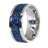 Two-Tone Electric Blue Celtic Knot Stainless Steel Spinner Ring