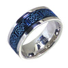 Two-Tone Electric Blue Celtic Knot Stainless Steel Spinner Wedding Band