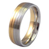Two-Tone Half Gold and Half Stainless Steel Wedding Band