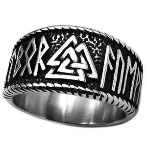 Viking Valknut Ring Silver Stainless Steel Norse Rune Band