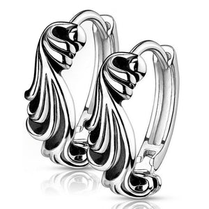 Art Deco 1920s Style Silver Stainless Steel Leverback Huggie Earrings