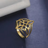 Art Deco Ring Gold PVD Plate Stainless Steel 1920s Style Filigree Cross Band Blue