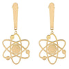 Atom Earrings Gold PVD Stainless Steel Proton Neutron Science Chemistry Dangles