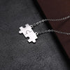 Autism Awareness Necklace Stainless Steel Jigsaw Puzzle Piece Pendant Black