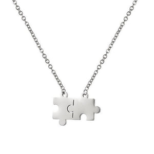 Autism Awareness Necklace Stainless Steel Jigsaw Puzzle Piece Pendant