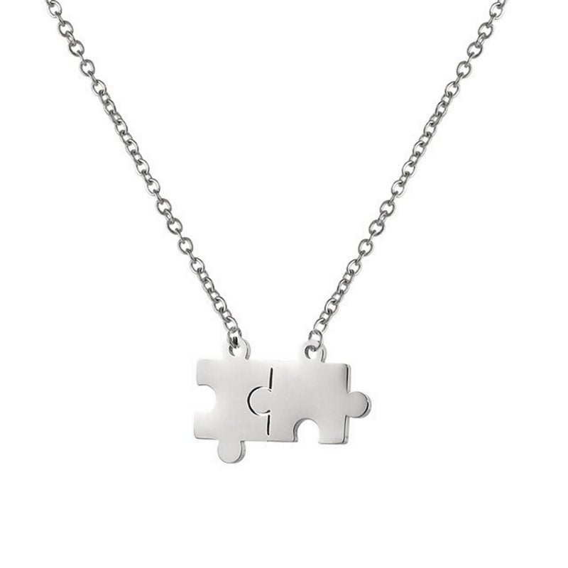 Autism Jigsaw Puzzle Necklace - Silver - Butler and Grace Ltd