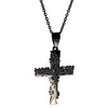 Black Nature Cross Necklace Stainless Steel Tree Crucifix Pendant With Chain White
