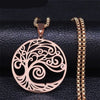 Bohemian Tree of Life Necklace Rose Gold PVD Surgical Stainless Steel Amulet Tight