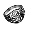 Celtic Circle Knot Ring Black Stainless Steel Triquetra Trinity Star Band Bottom