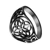Celtic Circle Knot Ring Black Stainless Steel Triquetra Trinity Star Band Left