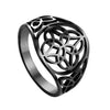Celtic Circle Knot Ring Black Stainless Steel Triquetra Trinity Star Band Right