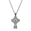 Celtic Cross Necklace Black Stainless Steel Trinity Crucifix Amulet With Chain