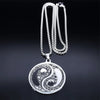 Celtic Dragon Yin Yang Necklace Black Silver Stainless Steel Amulet Pendant Flat